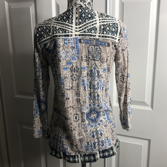 Lucky Brand Top Blue White Bohemian Tassel S Gorp Core - Picture 5 of 7